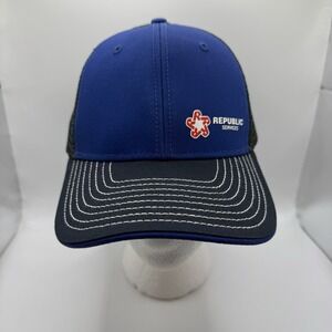 Republic Services Blue Black Mesh Trucker Hat Snapback Cap One Size